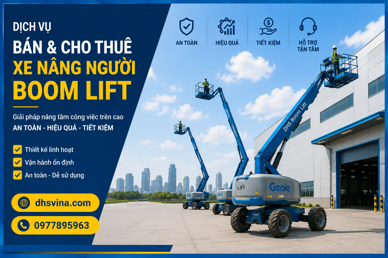 Dịch vụ bán và cho thuê xe nâng người Boom Lift