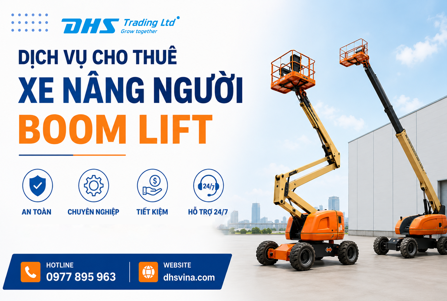 Dịch vụ cho thuê xe nâng người Boom Lift