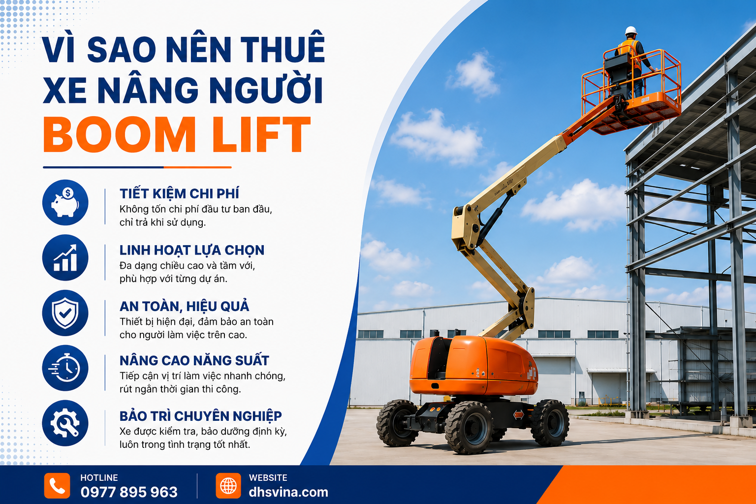 Vì sao nên thuê xe nâng người Boomlift
